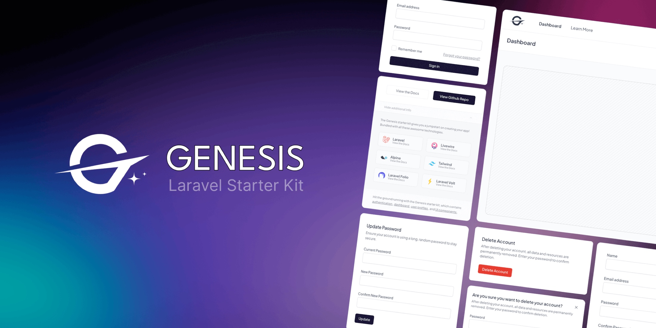 Genesis is a Starter Kit for the TALL Stack